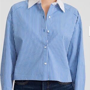 Express Blue and White Striped Button Down Shirt